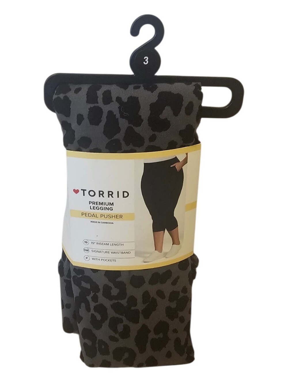 Black and Grey Torrid Women's Leopard Print Pedal Pusher Pocket Premium Leggings